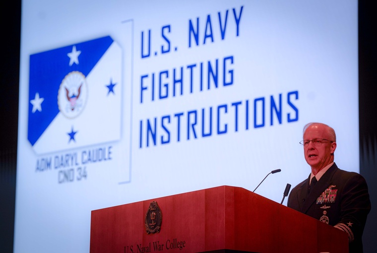 The 34th Chief of Naval Operations (CNO), Adm. Daryl L. Caudle, unveiled the U.S. Navy’s new Fighting Instructions during an address to U.S. Naval War College students, faculty and staff – as well as representatives of other tenant commands at Naval Station Newport – at the war college’s Rhode Island campus on Monday, Feb. 9, 2026.