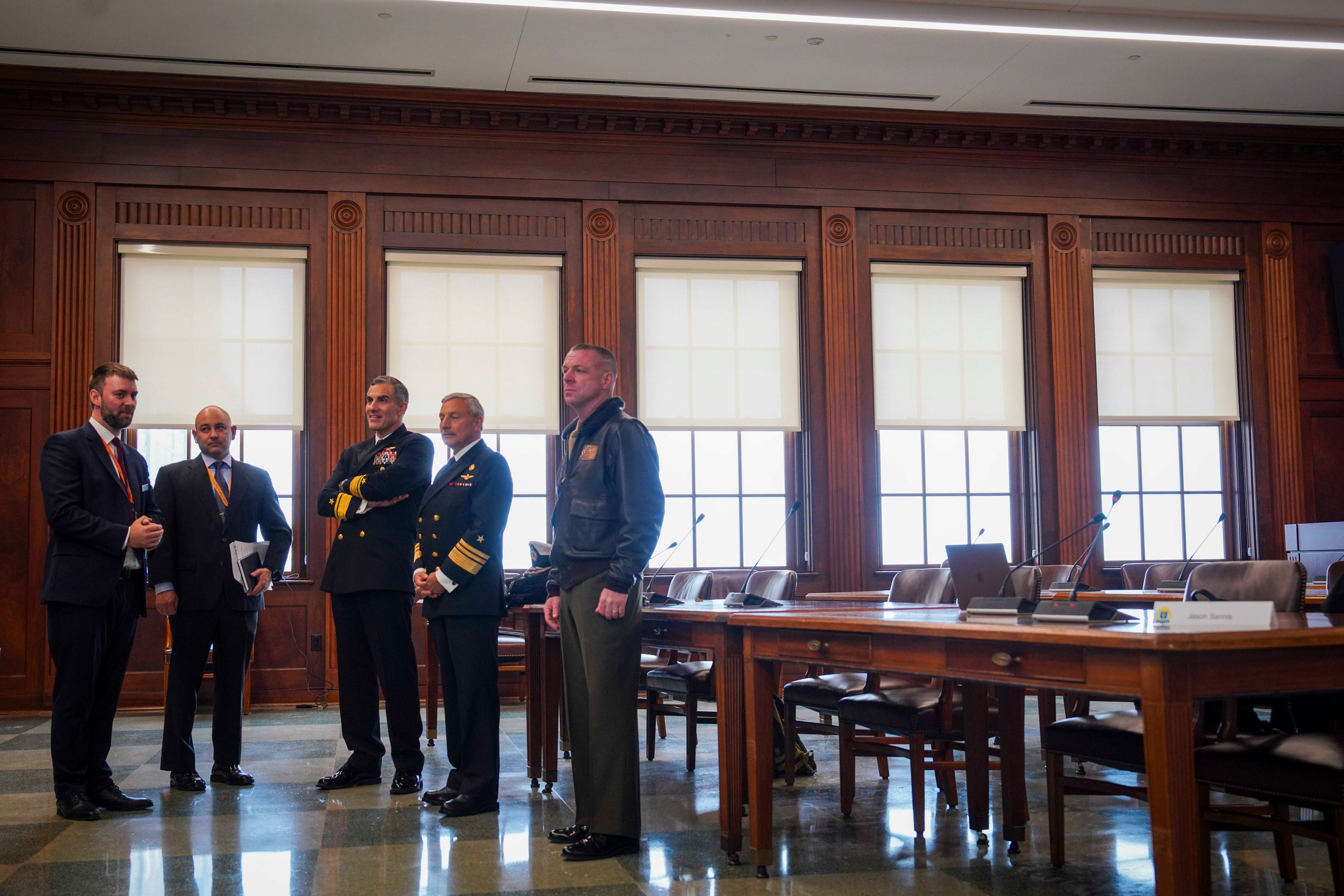 Rear Adm. Carlos Sardiello, commander of U.S. Naval Forces Southern Command and U.S. 4th Fleet, and Vice Adm. Raul Zamorano, chief of staff of the Chilean Navy, visited the U.S. Naval War College (NWC) on April 13-14.