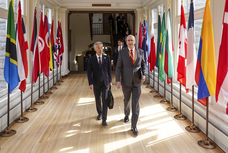 Ambassador of Japan to the United States Shigeo Yamada visited the U.S. Naval War College (NWC) in Newport, Rhode Island, on April 20, 2026.
