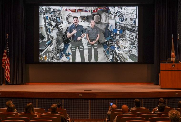 The U.S. Naval War College (NWC) held a live discussion with NASA astronauts Christopher Williams and U.S. Navy Capt. Jack Hathaway aboard the International Space Station 250 miles above the Earth’s surface, on Friday, April 24, 2026.