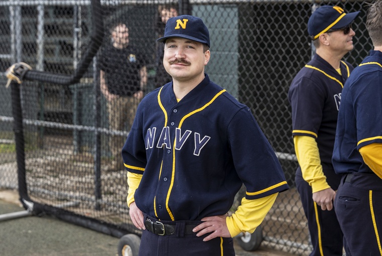 A Navy baseball player at the Cardines Classic Army-Navy baseball game