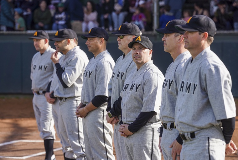 The Army team at the Cardines Classic Army-Navy baseball game