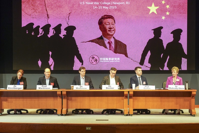 Panelists discuss senior leadership of the Peoples Liberation Army Navy (PLAN) at the U.S. Naval War College’s (NWC) 14th biennial China Maritime Studies Institute (CMSI) Conference, held onboard Naval Station Newport, May 14-15.