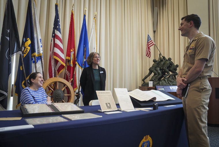 U.S. Naval War College (NWC) archivists display materials on NWC’s central role in the 1958 Taiwan Strait Crisis at the 14th biennial China Maritime Studies Institute (CMSI) Conference, held onboard Naval Station Newport, May 14-15.