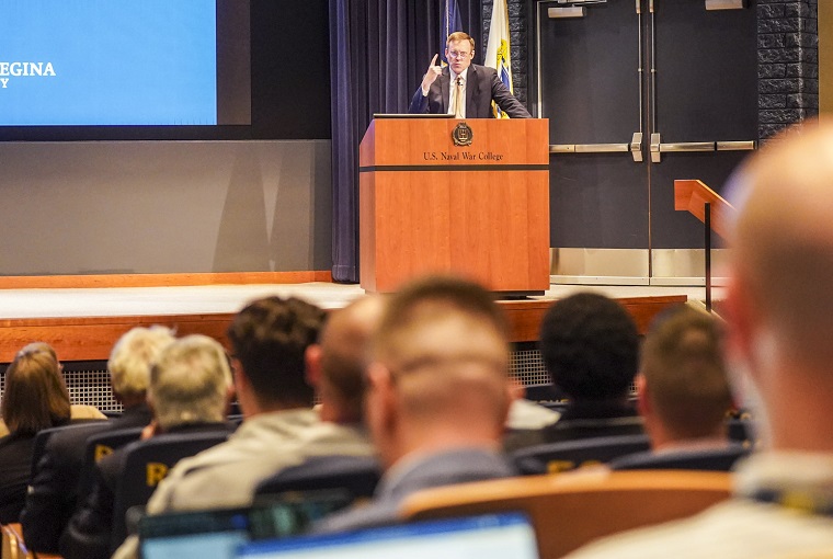 The U.S. Naval War College (NWC) hosted the third iteration of the Forum at Newport, a presentation series on global issues co-sponsored by the Pell Center at Salve Regina University, onboard Naval Station Newport, Sept. 10.