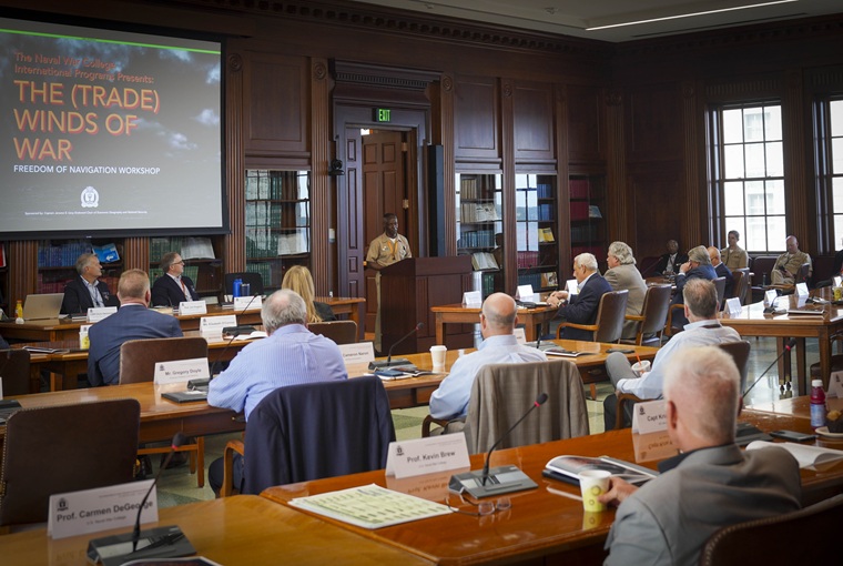 Nearly 40 representatives from U.S. government agencies, the Navy and commercial shipping companies convened at the U.S. Naval War College (NWC) in Newport, Rhode Island, on Aug. 19-20, 2025, for a workshop designed to discuss ways of ensuring the free flow of goods and commerce in times of heightened tensions.