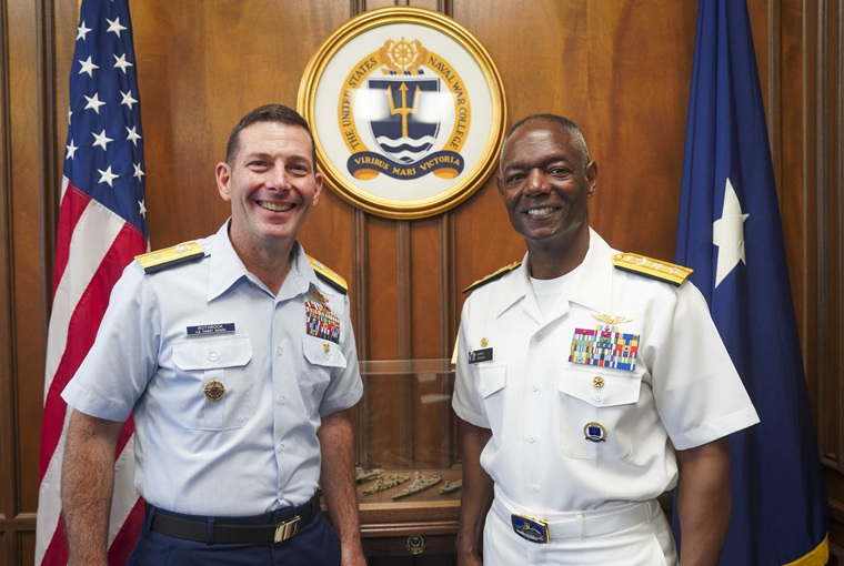 U.S. Naval War College (NWC) President Rear Adm. Darryl Walker met with Rear Adm. Gregory C. Rothrock, Superintendent of the U.S. Coast Guard Academy, at the war college’s Newport, Rhode Island, campus on Aug. 22.
