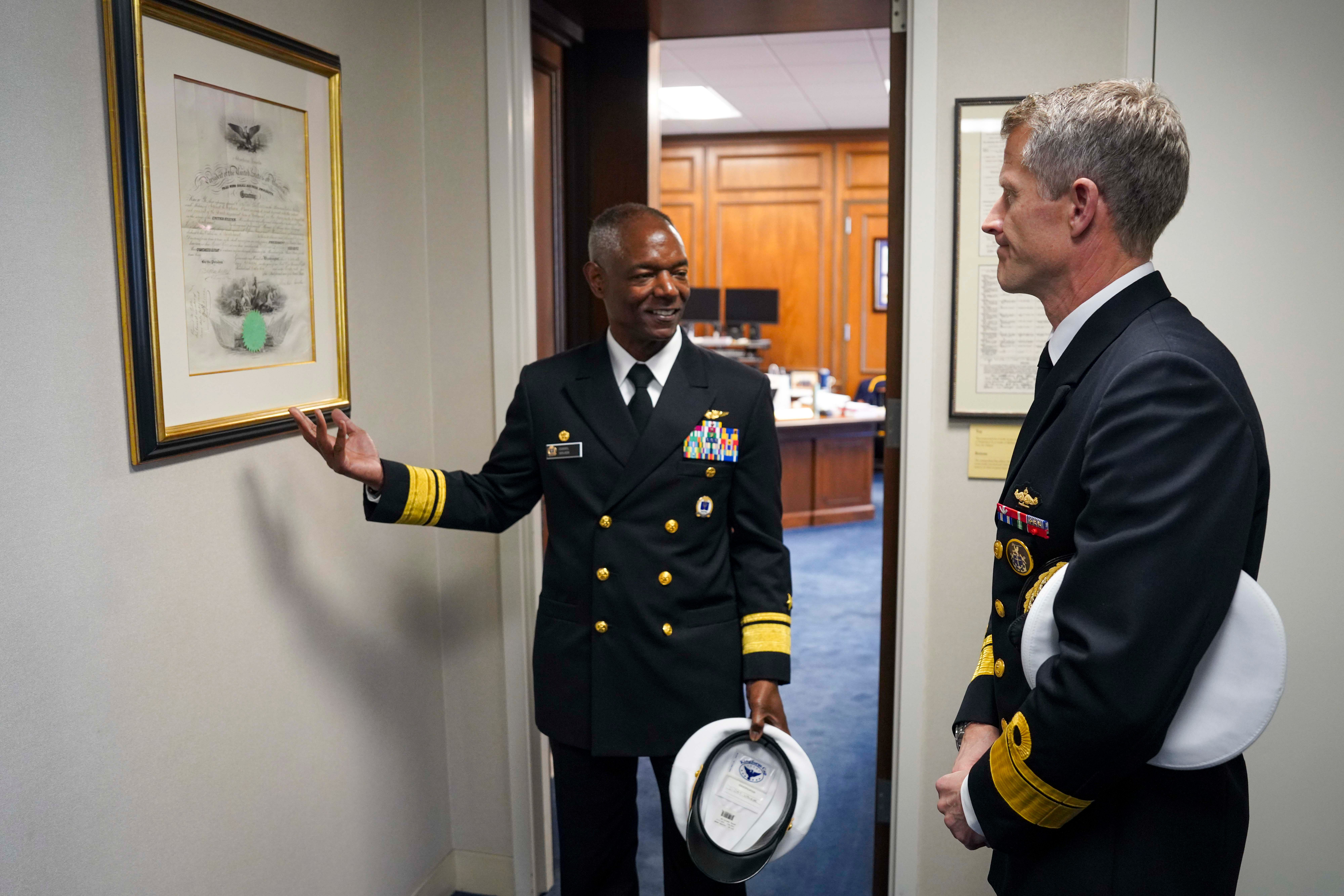 Rear Adm. Oliver Berdal, Chief of the Royal Norwegian Navy, visited the U.S. Naval War College (NWC), where he met with NWC President Rear Adm. Darryl Walker, on Oct. 9, 2025. 