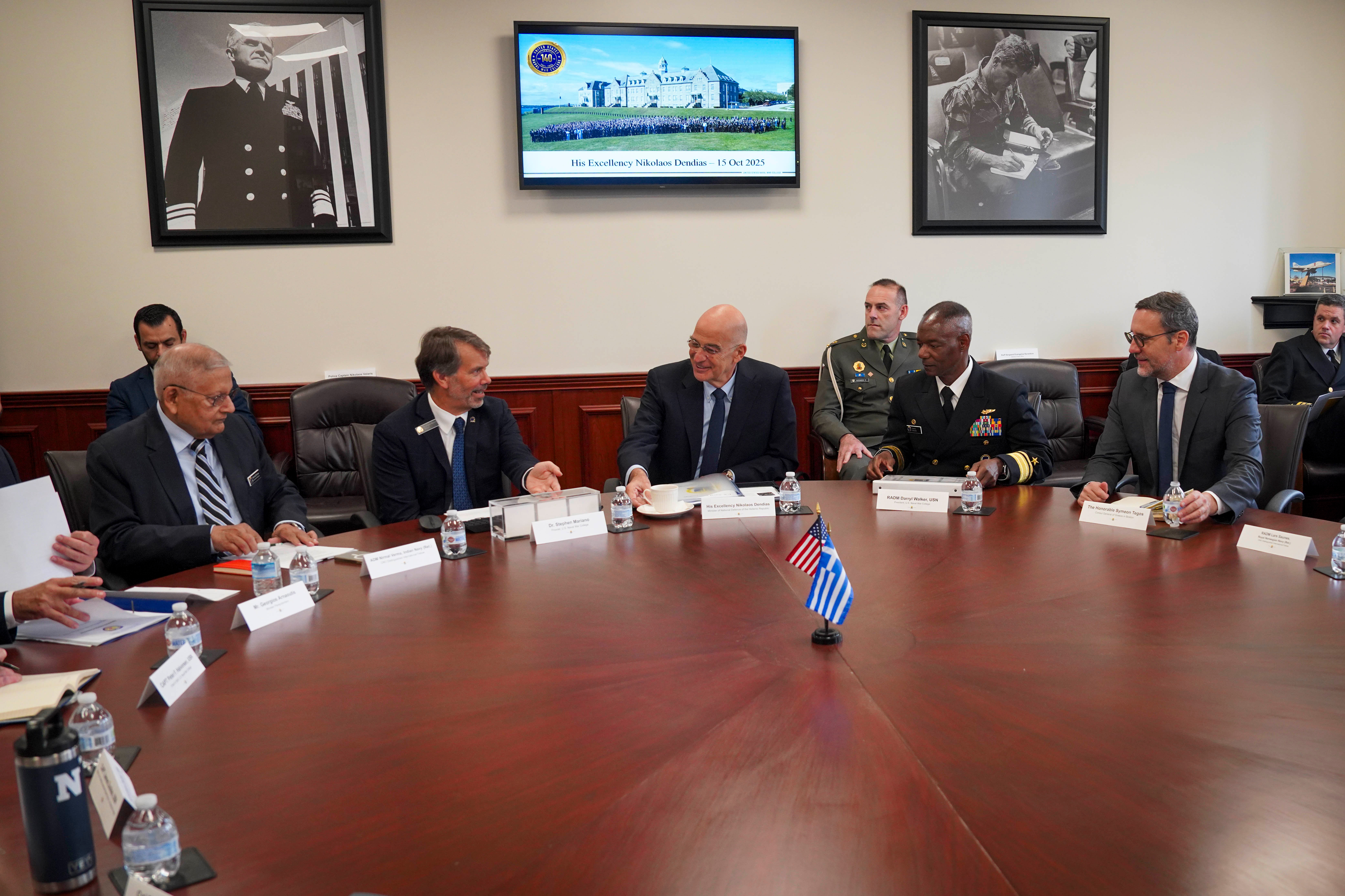 The Hon. Nikos Dendias, Minister of National Defence of the Hellenic Republic, visited the U.S. Naval War College’s (NWC) Newport, Rhode Island, campus on Oct. 15, 2025. 
