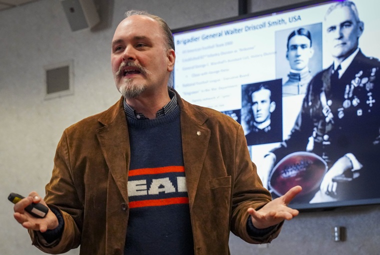 Prof. Dave Kohnen, Captain T.B. Kittredge Historian at the Naval War College, delivered a talk about the sport and its military connections.
