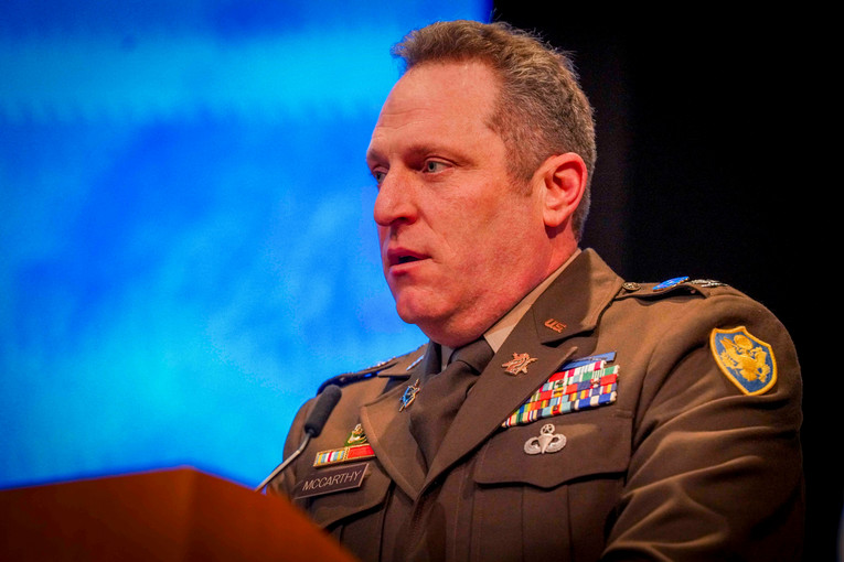 Col. Patrick M. McCarthy Jr., military prof. at NWCs College of Leadership and Ethics, was selected by the students to provide keynote remarks and bestow parting words of wisdom during the graduation.