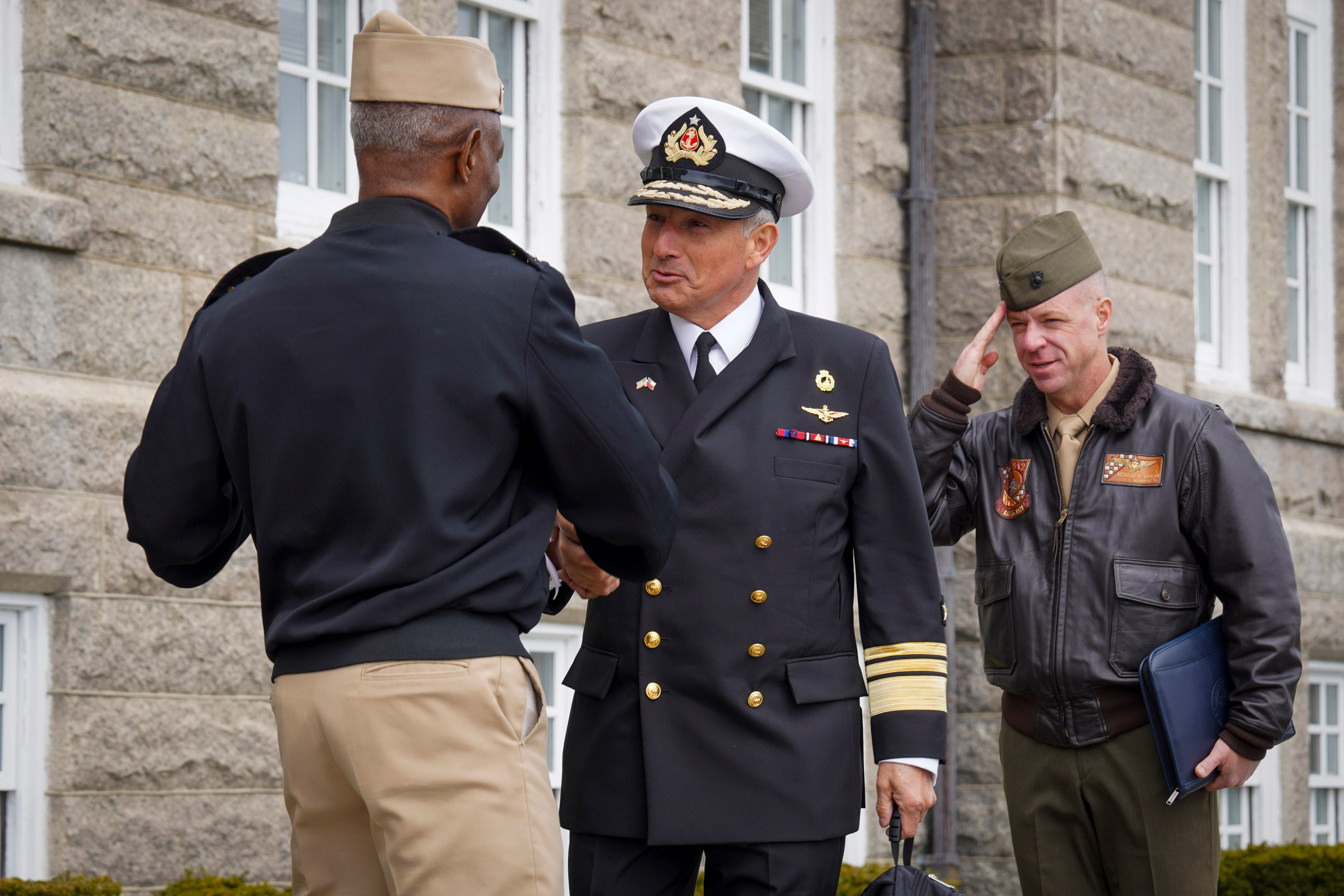 Rear Adm. Carlos Sardiello, commander of U.S. Naval Forces Southern Command and U.S. 4th Fleet, and Vice Adm. Raul Zamorano, chief of staff of the Chilean Navy, visited the U.S. Naval War College (NWC) on April 13-14.