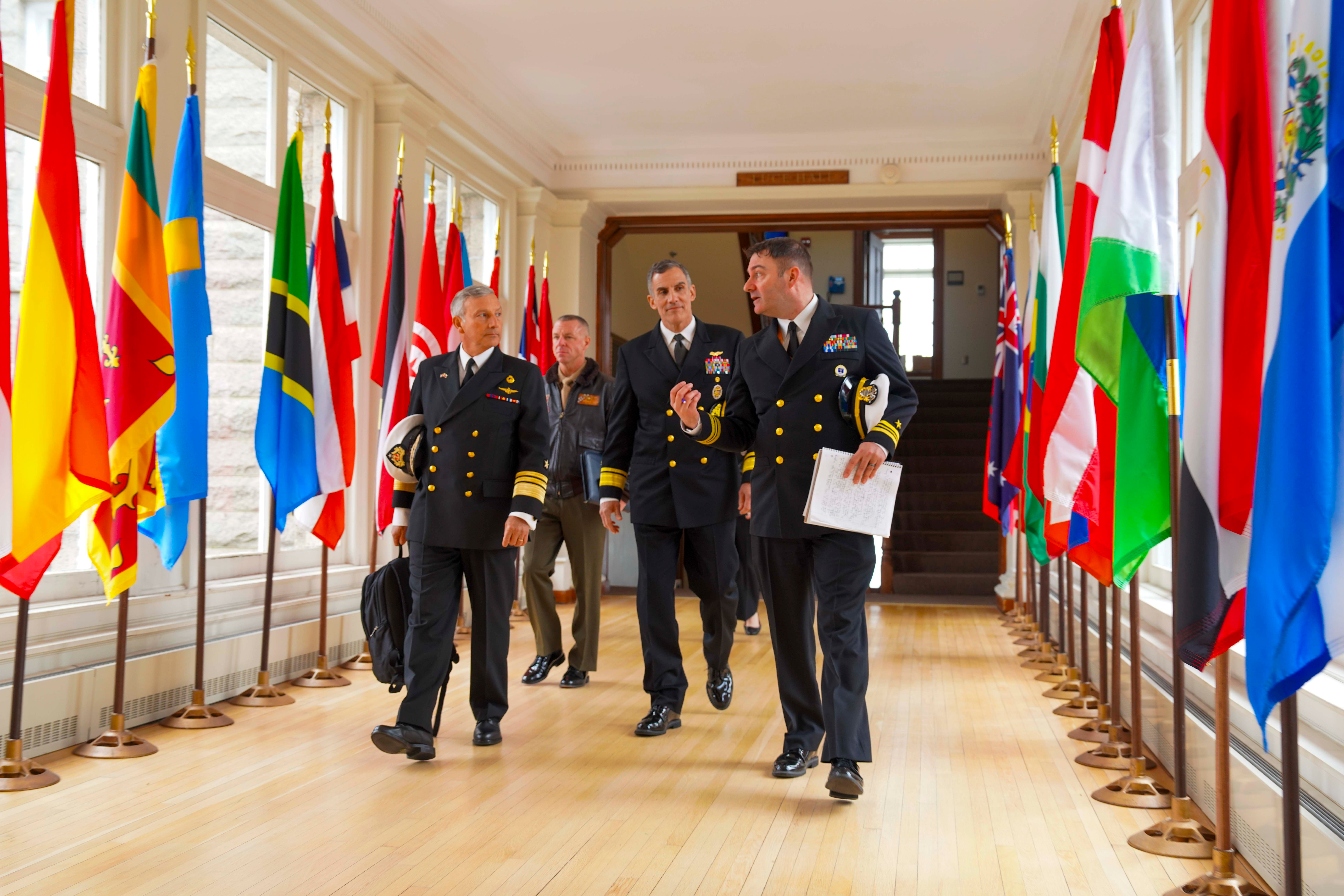 Rear Adm. Carlos Sardiello, commander of U.S. Naval Forces Southern Command and U.S. 4th Fleet, and Vice Adm. Raul Zamorano, chief of staff of the Chilean Navy, visited the U.S. Naval War College (NWC) on April 13-14.