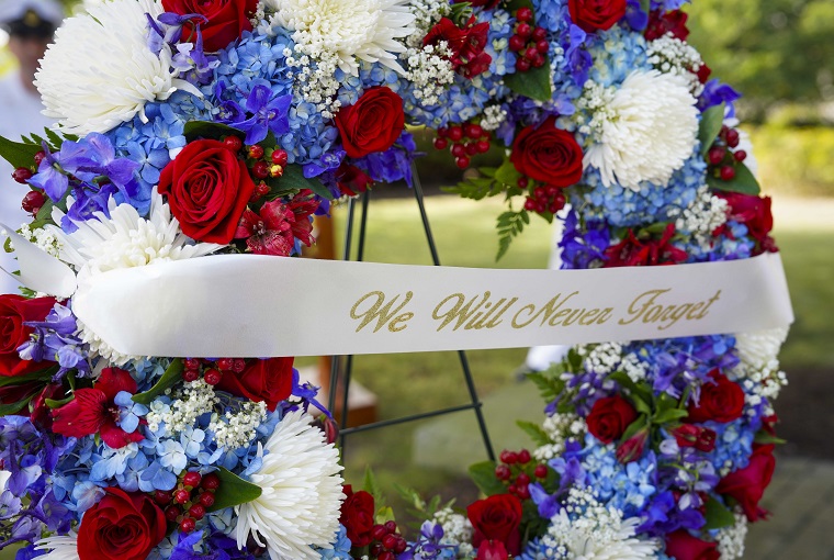 A memorial wreath