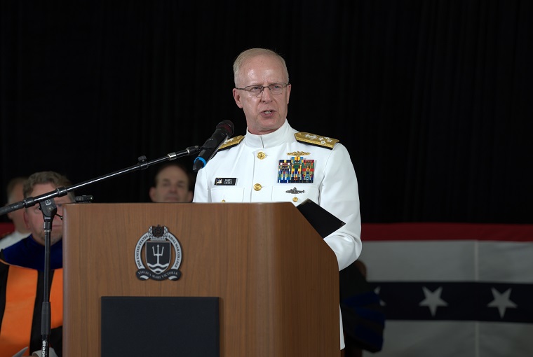 The Chief of Naval Operations speaking at a graduation