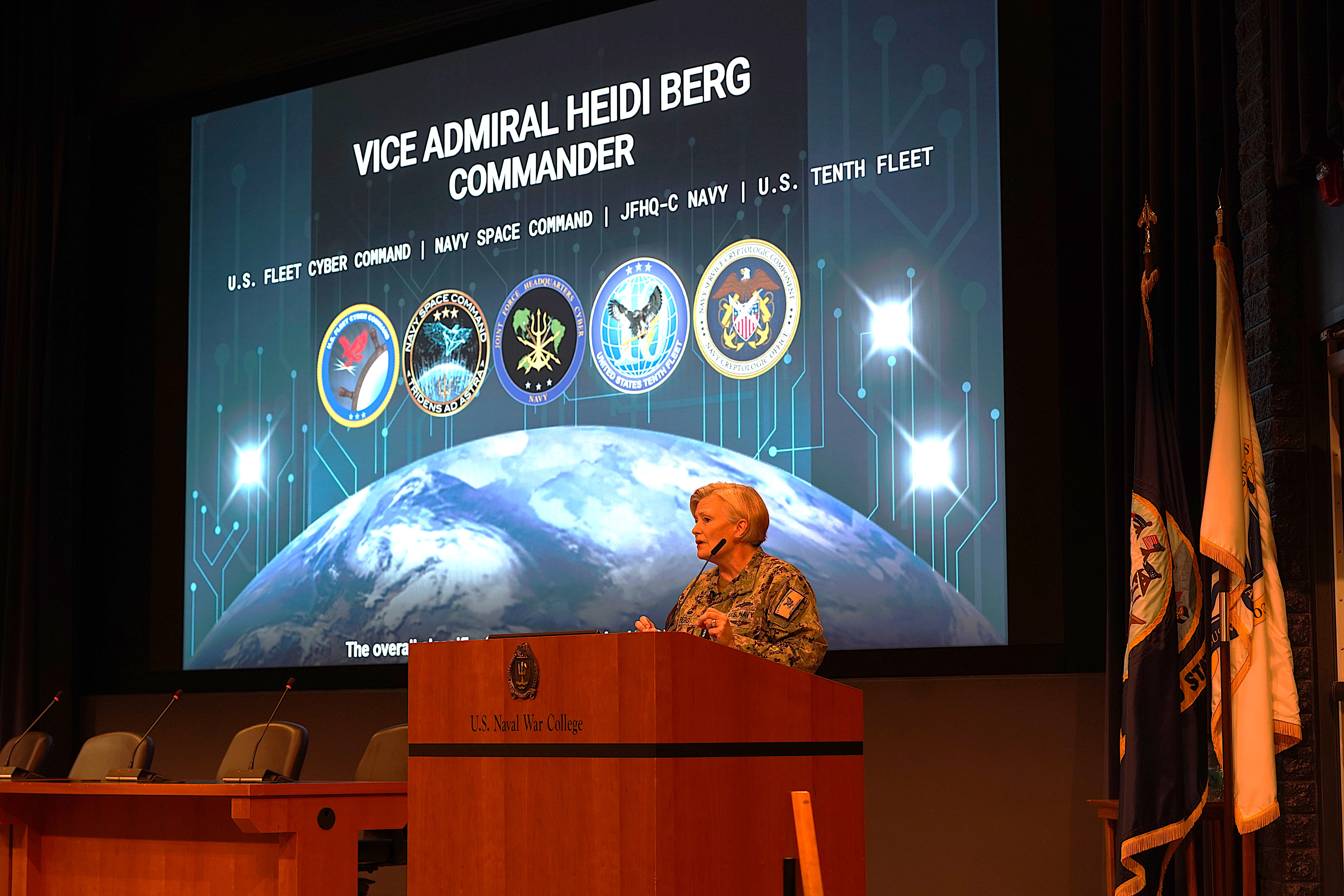 Vice Admiral Heidi Berg speaks