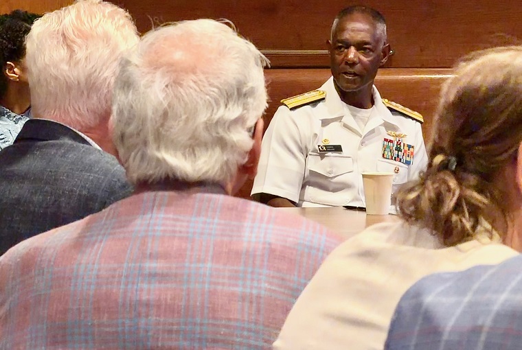 A group of people talking