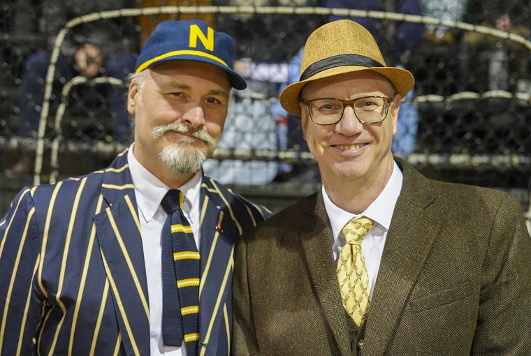 Two men in colorful suits