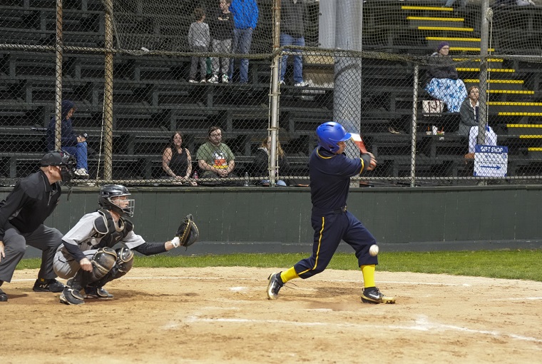 A baseball player at bat