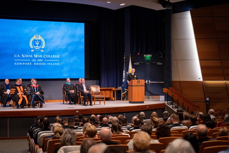 The U.S. Naval War College (NWC) holds its spring graduation ceremony for the College of Naval Warfare (CNW) and College of Naval Command and Staff March 6, 2024, on board Naval Station Newport, R.I.