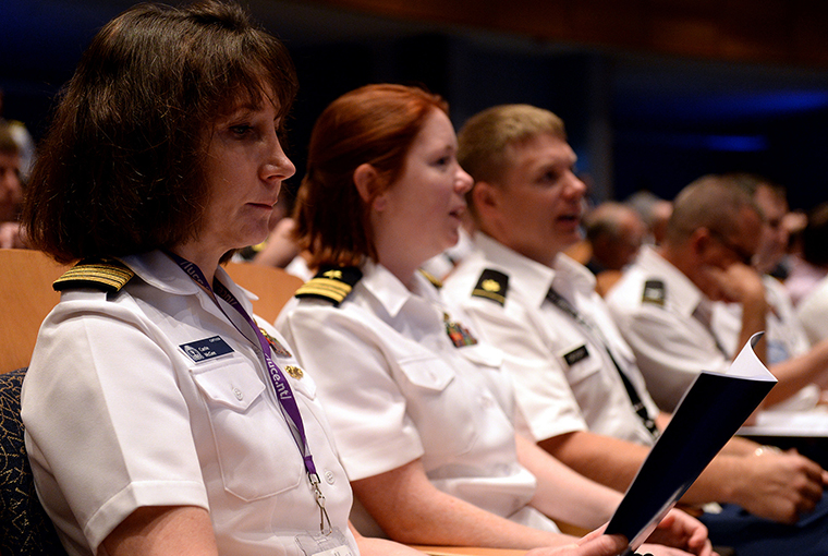 Kiron Skinner from Carnegie Mellon University delivers a keynote address during the 69th annual Current Strategy Forum held at U.S. Naval War College.