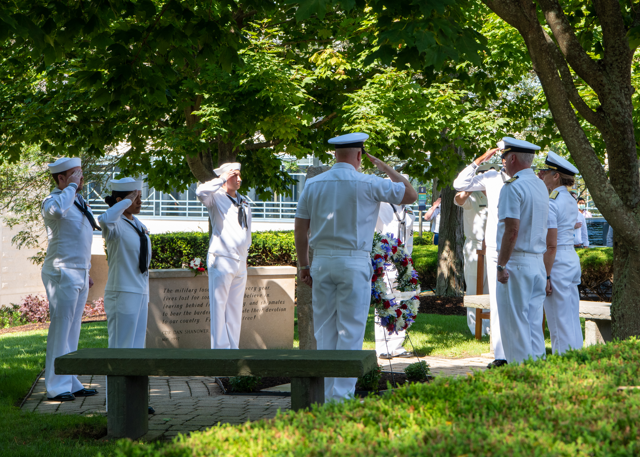 Participants from the U.S. Naval War College (NWC) pay respect