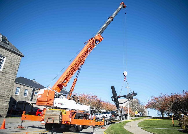 USS Constellation anchor being removed for restoration project