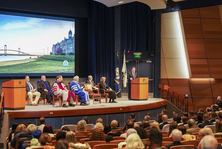 U.S. Naval War College students from the College of Naval Warfare and College of Naval Command and Staff were recognized for their achievements and received either a Master of Arts degree in National Security and Strategic Studies or a Master of Arts degree in Defense and Strategic Studies during the ceremony, March 8, 2023.