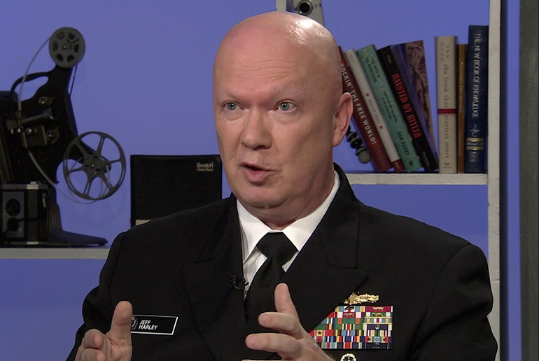 RADM Harley on set