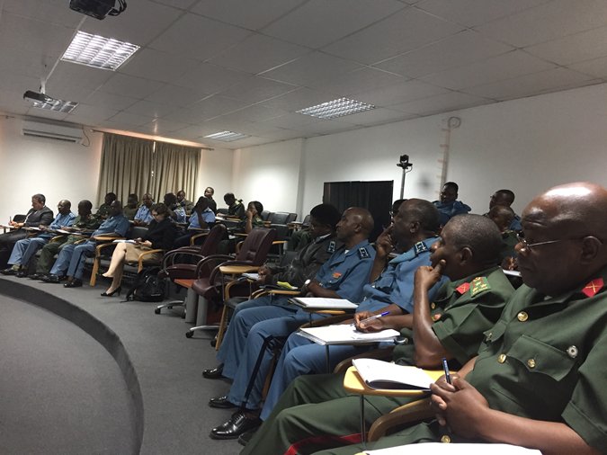 Mozambique officers from the Institute for Superior Defense Studies in Maputo participate in a strategy development workshop facilitated by two professors from the U.S. Naval War College.