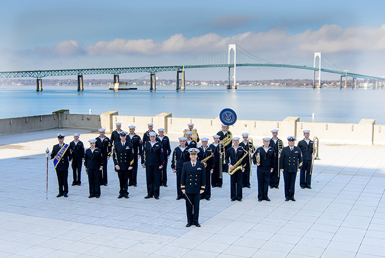 Ceremonial Band with Newport Pell Bridge in background