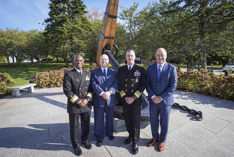Rear Adm. Darryl L. Walker, ret. Vice Adm. John N. Christenson, Vice Adm. Peter A. Garvin and ret. Rear Adm. Jeff Harley at the 140th Naval War College anniversary.