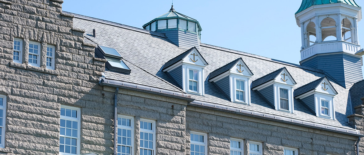 U.S. Naval War College history building on campus.