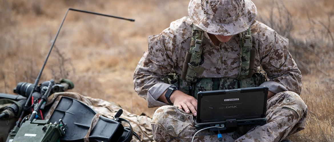 A Naval Special Warfare (NSW) operator establishes a connection during a communications course at Advanced Training Command.