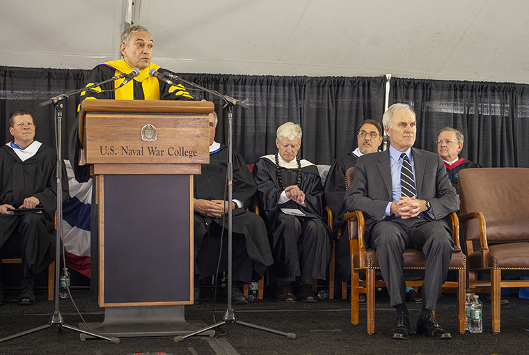 Acting President Lewis Duncan speaking at the 2019 Summer Graduation