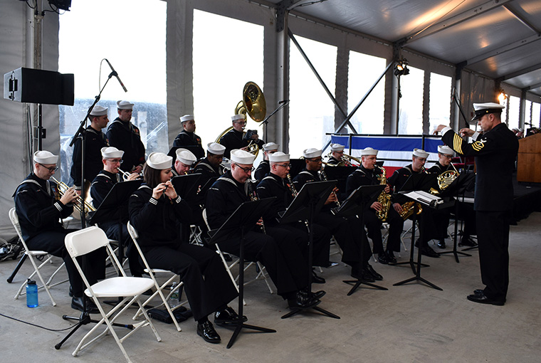 Navy Band Northeast’s Ceremonial Band Ceremonial Band providing musical support as the USS SOUTH DAKOTA (SSN 790) was ushered into the chronicles of Naval Service. 