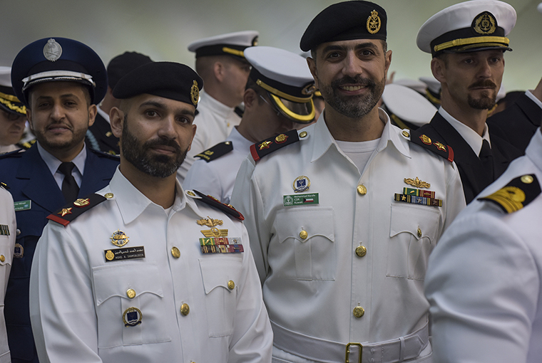 Students of U.S. Naval War College’s (NWC) 2018 graduating class participate in a commencement ceremony at NWC.
