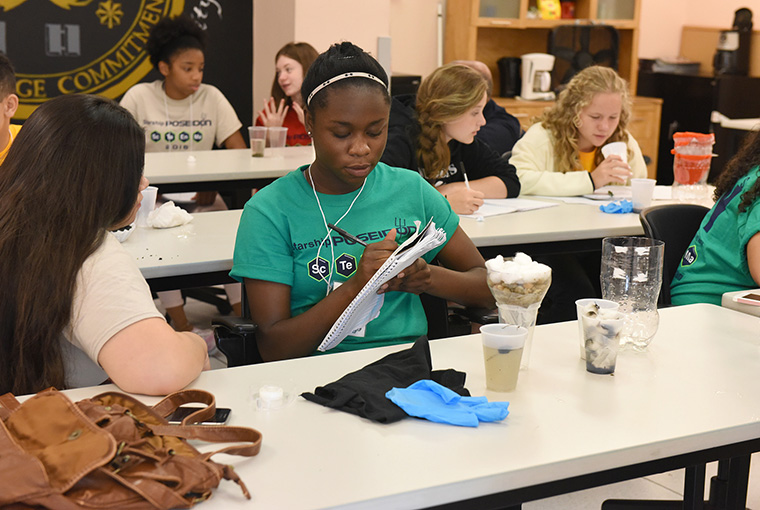 High school students working on STEM project