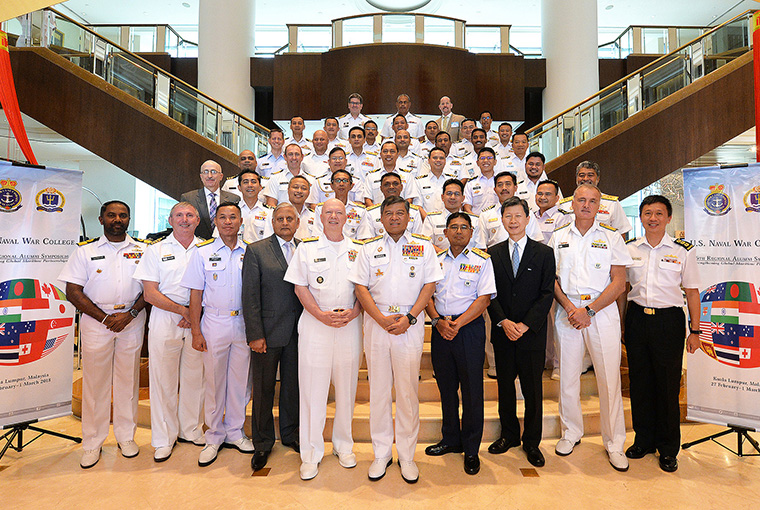 U.S. Naval War College (NWC) alumni pose for a group photo at NWC's 16th Regional Alumni Symposium held in the Malaysian capital of Kuala Lumpur. 