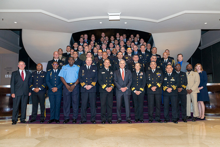 Group photo of the participants of U.S. Naval War College's 18th Regional Alumni Symposium in Buenos Aires, Argentina, August 27, 2019.