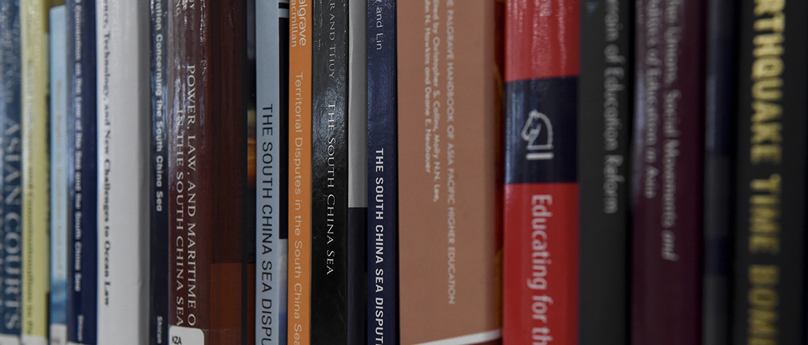 Books on a shelf 