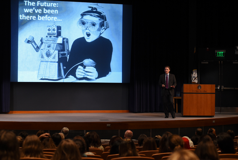Students in a lecture at U.S. Naval War College