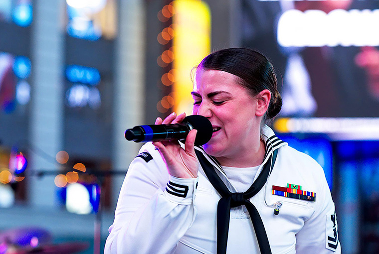 Rhode Island Sound, Navy Band Northeast's Rock Band, during a concert in Times Square