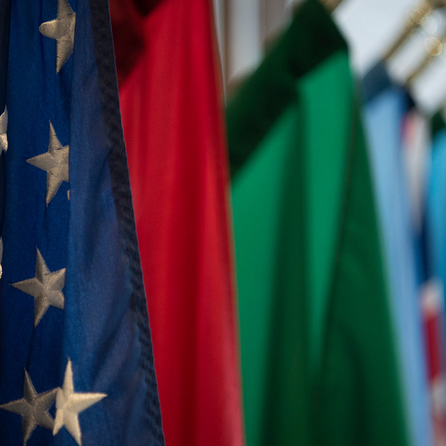 International flags at the U.S. Naval War College.