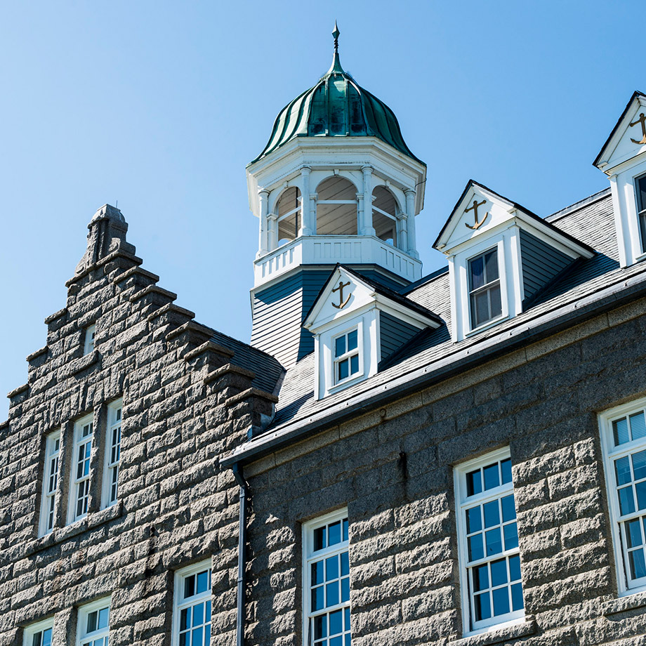 U.S. Naval War College side view of a building on campus
