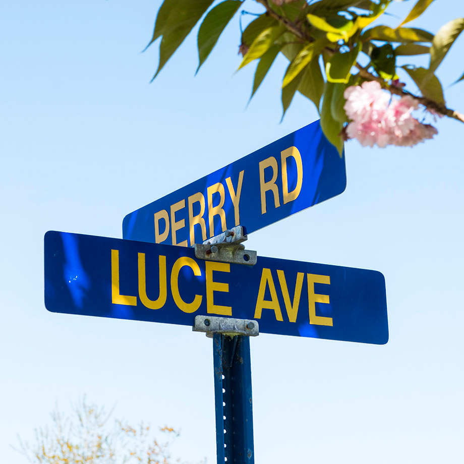 Road sign on the U.S. Naval War College campus