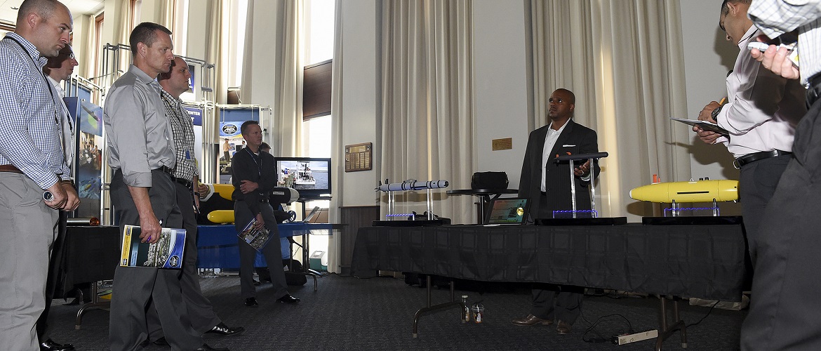 U.S. Naval War College students participating in the colleges Unmanned Systems and Conflict in the 21st Century elective course