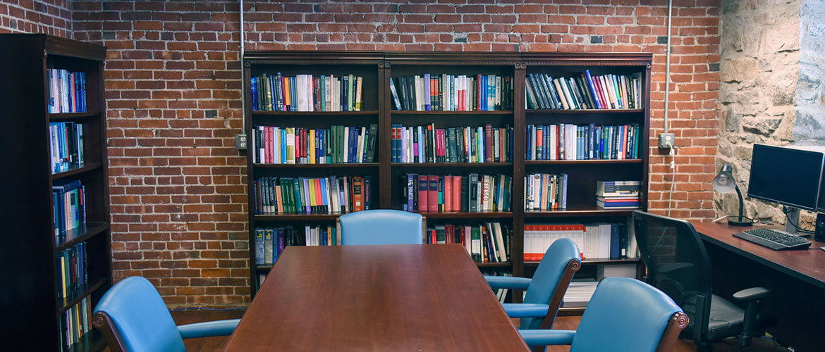 Bookshelves within the Learning Commons