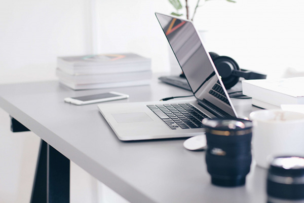 Laptop at a desk