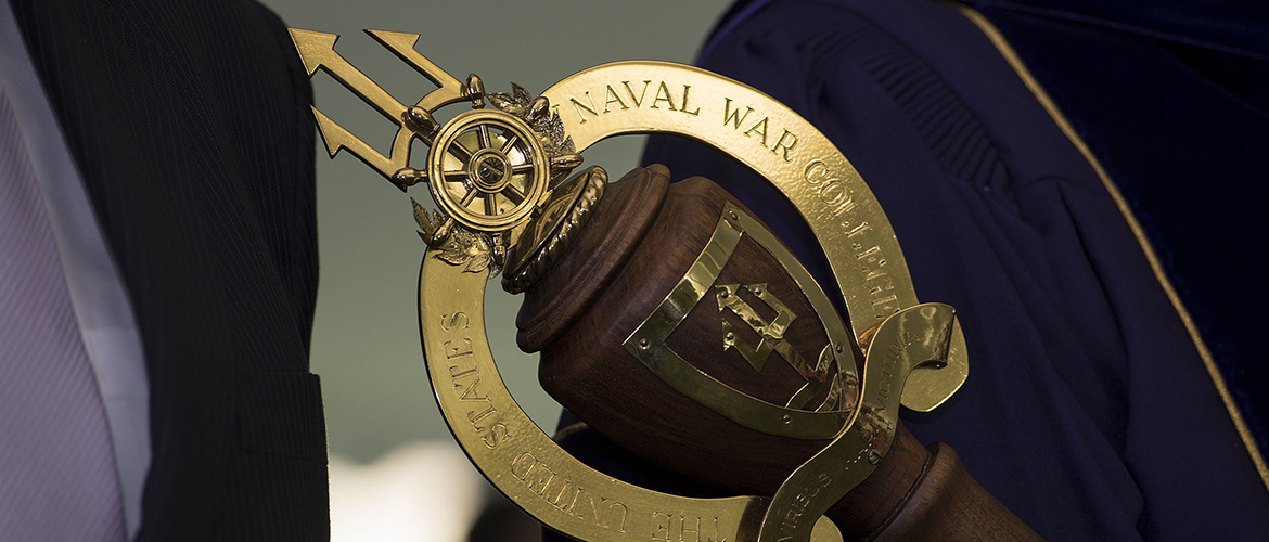 The Mace is a symbol of U.S. Naval War College as an academic institution. In an academic procession, the Faculty Marshal leads the faculty in the academic procession carrying this Mace.